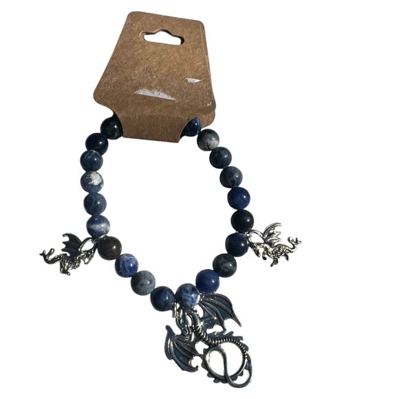 Game of Thrones Inspired Dragon Bracelet with Blue\White Beads NWOT - Picture 3 of 3